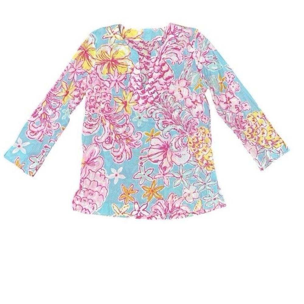 Lilly Pulitzer Amelia Island Tunic Breakwater Blue Lolita Print Sz Small Beach